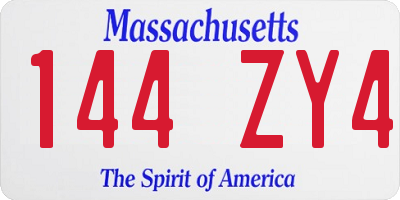 MA license plate 144ZY4