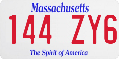 MA license plate 144ZY6