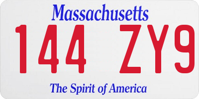 MA license plate 144ZY9
