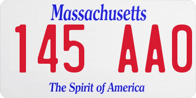 MA license plate 145AA0