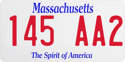 MA license plate 145AA2