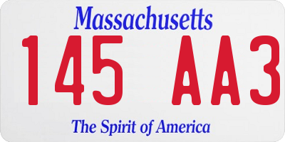 MA license plate 145AA3