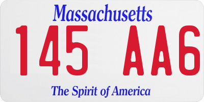MA license plate 145AA6