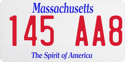 MA license plate 145AA8