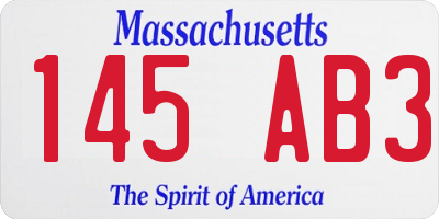 MA license plate 145AB3