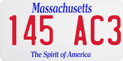 MA license plate 145AC3