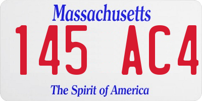 MA license plate 145AC4