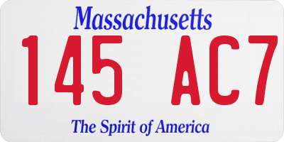 MA license plate 145AC7