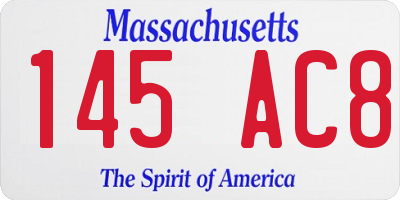 MA license plate 145AC8