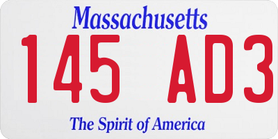 MA license plate 145AD3