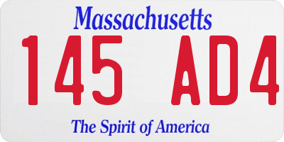 MA license plate 145AD4