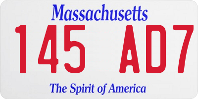 MA license plate 145AD7