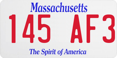 MA license plate 145AF3
