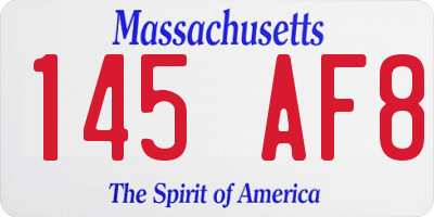 MA license plate 145AF8
