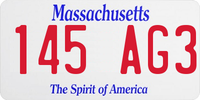 MA license plate 145AG3