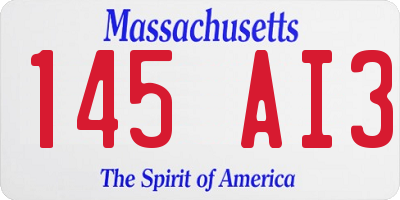 MA license plate 145AI3