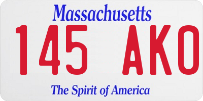 MA license plate 145AK0