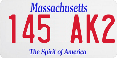 MA license plate 145AK2