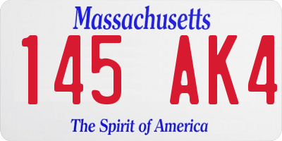 MA license plate 145AK4