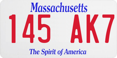 MA license plate 145AK7