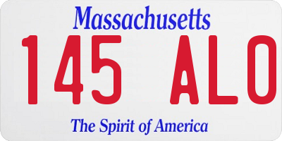 MA license plate 145AL0