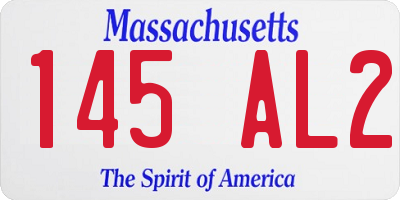 MA license plate 145AL2