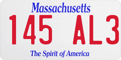 MA license plate 145AL3