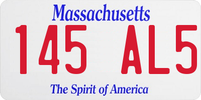 MA license plate 145AL5