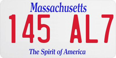 MA license plate 145AL7
