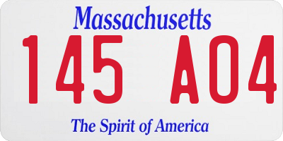 MA license plate 145AO4