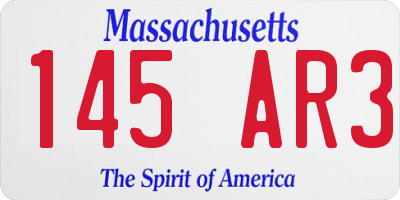 MA license plate 145AR3