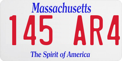 MA license plate 145AR4