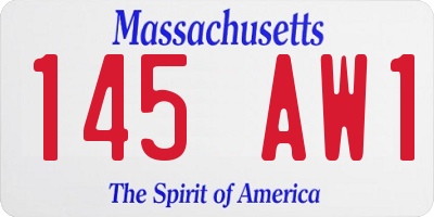 MA license plate 145AW1