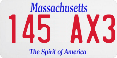 MA license plate 145AX3