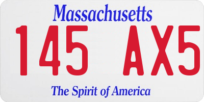 MA license plate 145AX5