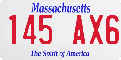 MA license plate 145AX6
