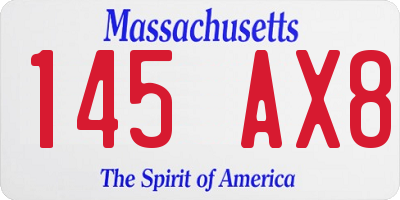 MA license plate 145AX8