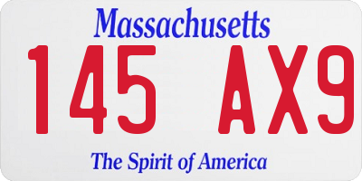 MA license plate 145AX9