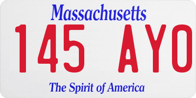 MA license plate 145AY0
