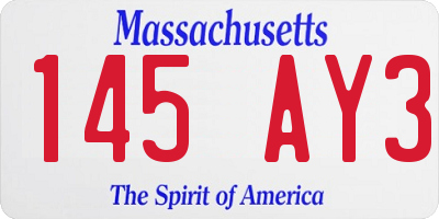 MA license plate 145AY3