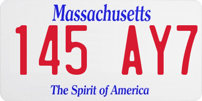 MA license plate 145AY7