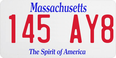 MA license plate 145AY8