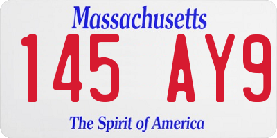 MA license plate 145AY9