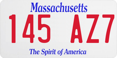 MA license plate 145AZ7