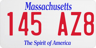 MA license plate 145AZ8