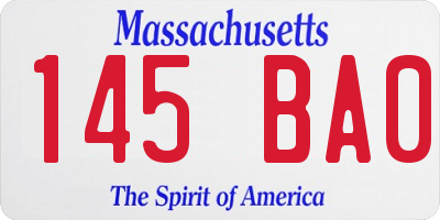 MA license plate 145BA0