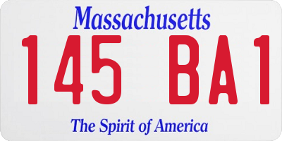 MA license plate 145BA1