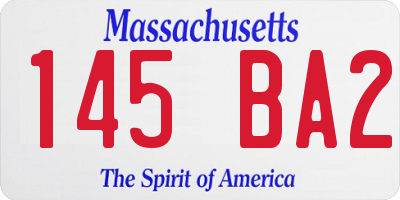 MA license plate 145BA2