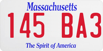 MA license plate 145BA3