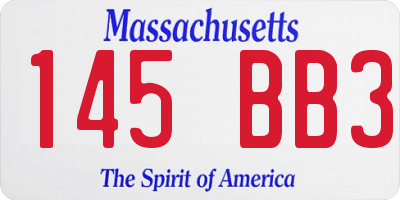 MA license plate 145BB3
